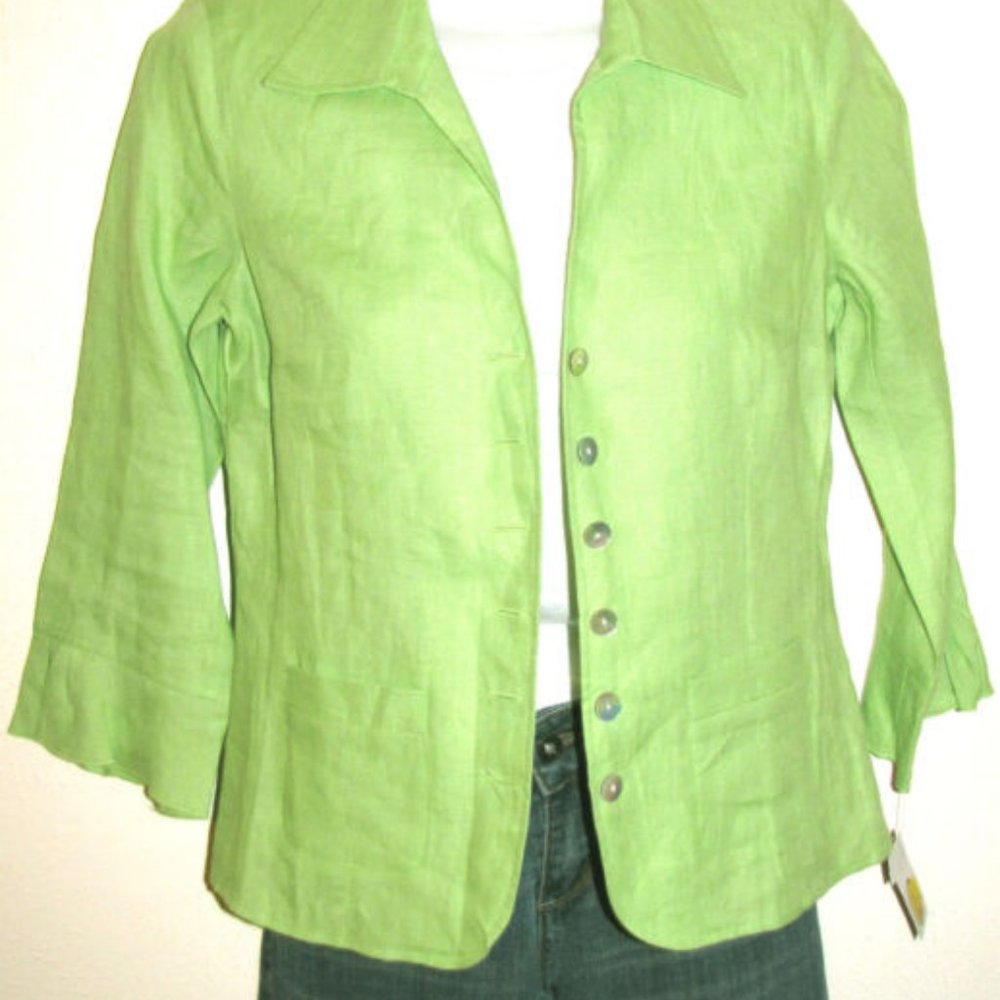 Talbot's Woman's petite green Irish linen jacket